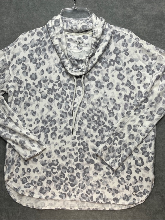 Calvin Klein Tops - Calvin Klein Performance Gray Leopard Print Cowl‎ Neck Pullover Medium